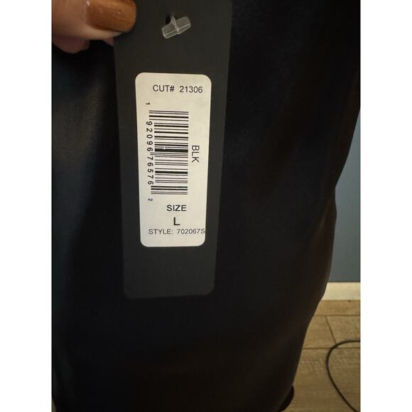 BEBE Black Satin Cowl Neck Slip Mini Dress Women’s Large Y2K New - Picture 4 of 13